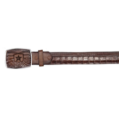 Los Altos Caiman Belly Belt with Square Buckle - Faded Brown