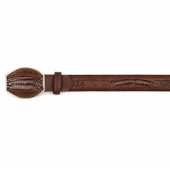 Los Altos Caiman Belly Laser Belt with Square Buckle - Porto Brown