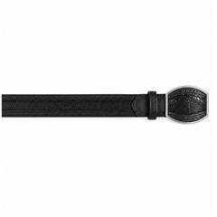 Los Altos Lizard Belt with Western Oval Square Buckle - Sanded Black