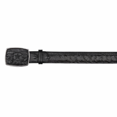 Los Altos Ostrich Belt with Square Buckle - Black