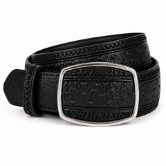 Los Altos Ostrich Laser Belt with Buckle - Black