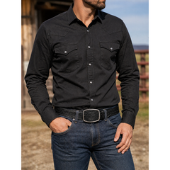 Los Altos Ostrich Laser Belt with Buckle - Black