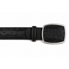 Los Altos Ostrich Laser Belt with Buckle - Black