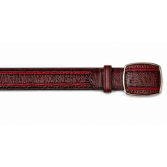 Los Altos Ostrich Laser Belt with Buckle - Faded Burgundy
