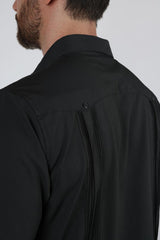 Men's Modern Fit Black GUAYABERA Shirt- Charcoal
