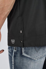Men's Modern Fit Black GUAYABERA Shirt- Charcoal