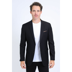 Mens Modern Fit Stretch Date Night Black Blazer