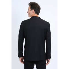 Mens Modern Fit Stretch Date Night Black Blazer