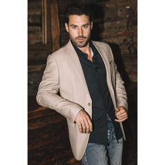 Mens Modern Fit Stretch Date Night Khaki Blazer