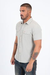 Mens "PERFORMANCE" Western Short Sleeve Shirt- Beige
