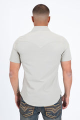 Mens "PERFORMANCE" Western Short Sleeve Shirt- Beige