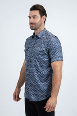 Mens "PERFORMANCE" Western Short Sleeve Shirt- Navy