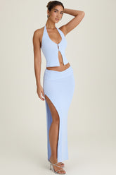 Ruched Maxi Skirt in Periwinkle Blue