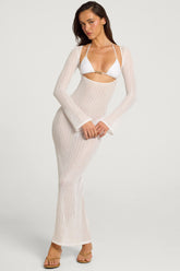 Open-Front Maxi Dress in White