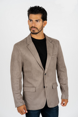Platini Men's Double Button Faux Suede Grey Blazer
