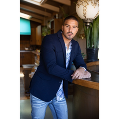 Platini Men's Double Button Western Blazer - Navy