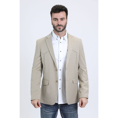 Platini Men's Double Button Western Khaki Blazer
