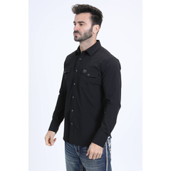 Platini Men's Performance Western Solid Long Sleeve Shirt
