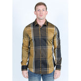 Platini Men’s Plaid Digital Print Shirt - Brown