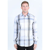 Platini Men’s Plaid Digital Print Shirt - White