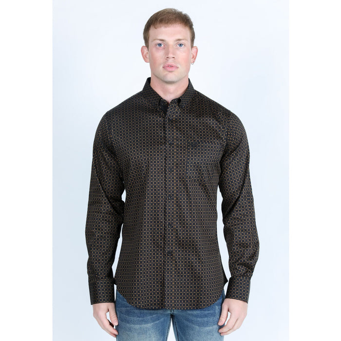Platini Men’s Satin Cotton/Spandex Shirt - Black