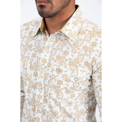 Platini Men's Western Modern Fit Shirt- White
