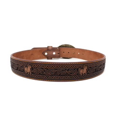 Potrillo Laser Cut Leather Belt- Brown