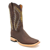 Ranchers Chocolate Cowhide Square Toe Cowboy Boots