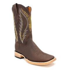 Ranchers Chocolate Cowhide Square Toe Cowboy Boots