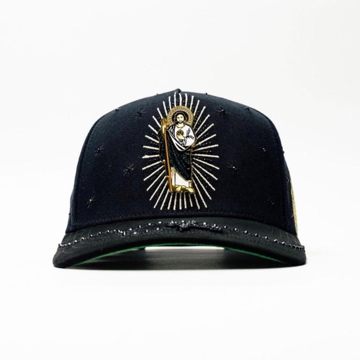 San Judas Rhinestone Big Boss Hat – Black & Gold