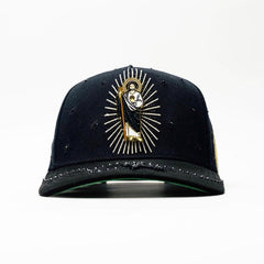 San Judas Rhinestone Big Boss Hat – Black & Gold