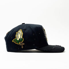 San Judas Rhinestone Big Boss Hat – Black & Gold