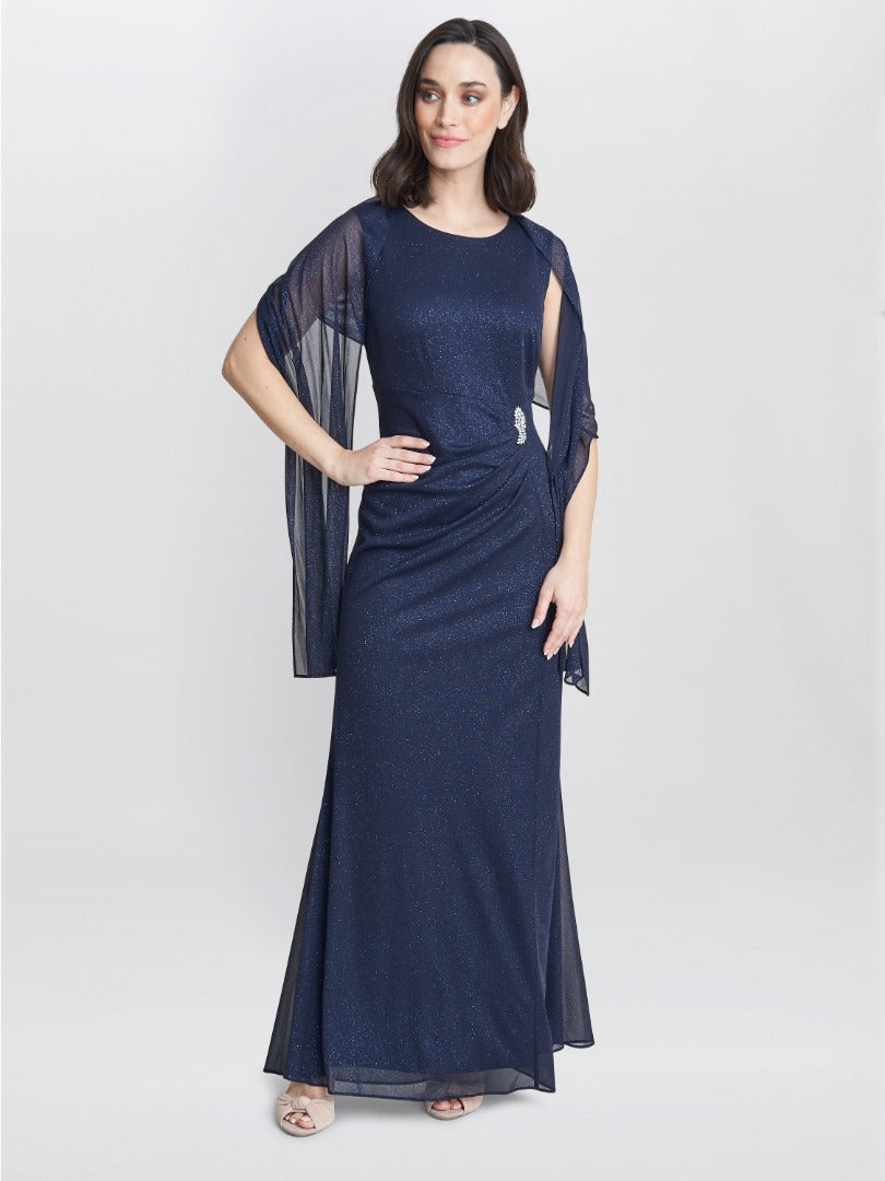 Gina Bacconi Alicia Maxi Dress With Embellishment And Matching Shawl