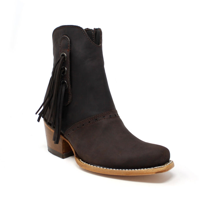 "Sierra" Artillero Fringe Bootie- Dark Brown