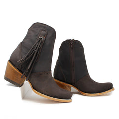 "Sierra" Artillero Fringe Bootie- Dark Brown
