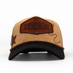 The King Ranch Cowboys western snapback hat with leather-style front patch and black brim