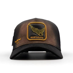 The King Ranch Mantaraya black and gold western snapback hat with manta ray patch
