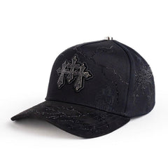 Triple Cross Rhinestone Snapback Hat – Blackout Edition