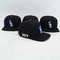 VBR Sonora Los Yakis black snapback cap with colorful Yaqui deer dancer graphic