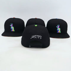 Back and side view of VBR Sonora Los Yakis black snapback cap with embroidered details