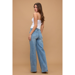 Vintage Mid-rise Tummy Control Relaxed Flare Center Seam Light Wash Jeans