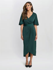 Gina Bacconi Misha V Neck Midi Dress