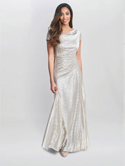 Gina Bacconi Alivia Metallic Cowl Maxi Dress