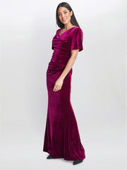 Gina Bacconi Minka Velvet Maxi Dress With Cowl Neck