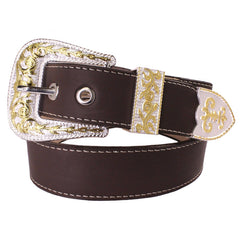 Western Belt w/ Gold Buckle - Café