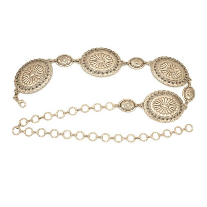 Women's Flower Concho Chain Belt