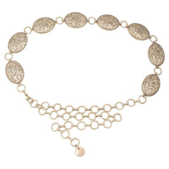 Women's GOLD Swirl Concho Chain Belt