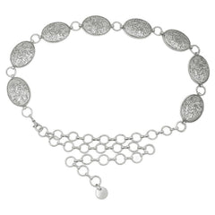 Women's Silver Swirl Concho Chain Belt