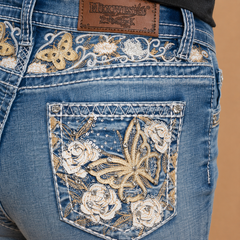Women's Western Embroidered Butterfly Denim Shorts