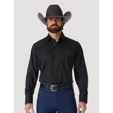 Wrangler Western Long Sleeve Snap Dobby Stripe Shirt- Black